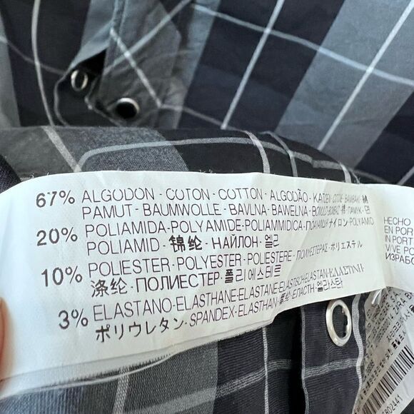 Zara Man plaid button down shirt Navy Grey slim fit size XL - Picture 16 of 16